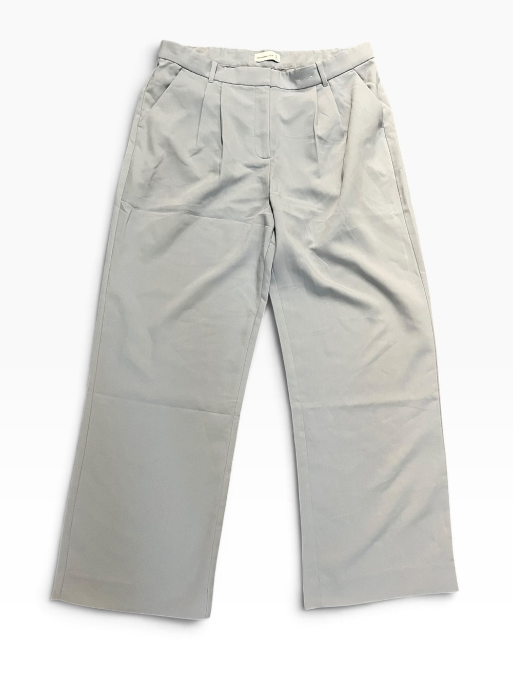 Abercrombie & Fitch Sloan Trousers Light Gray Wide-Leg Pleated Trousers